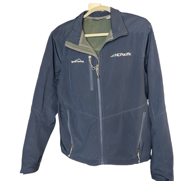 EDDIE BAUER navy fleece lined water repellant jacket Size Medium EUC - Picture 1 of 4